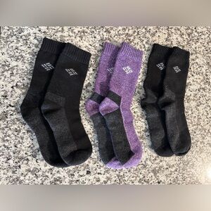 Columbia Women’s Black and Purple Crew Socks